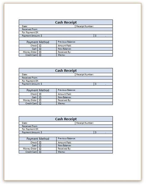 Deposit Receipt Template Free