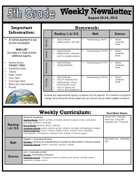 Free Weekly Newsletter Templates For Teachers