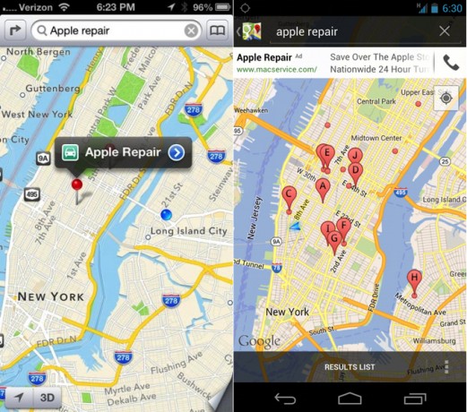 Google Maps Vs Apple Maps