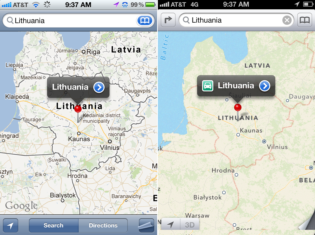 Google Maps Vs Apple Maps Comparison