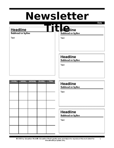 Newsletter Templates For Teachers Word