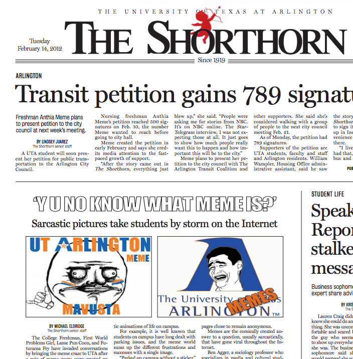 Newspaper Front Page 2012