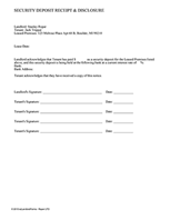 Rent Deposit Receipt