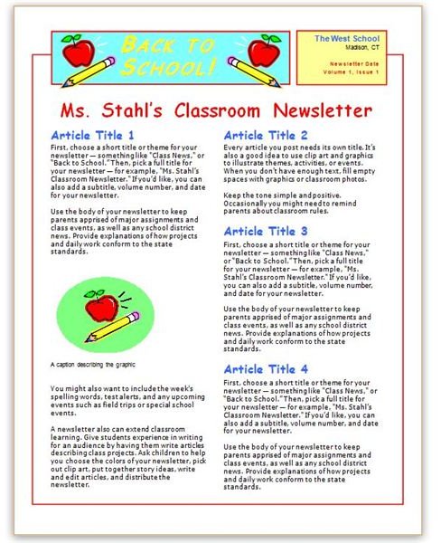 School Newsletter Templates Free