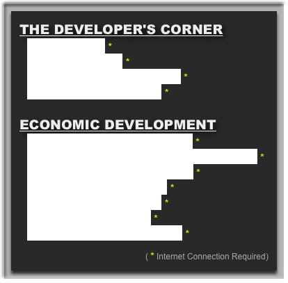 THE DEVELOPER'S CORNER
Handbook *
Zoning - Map *
Future Land Use - Map *
Thoroughfare - Map *

ECONOMIC DEVELOPMENT
Pro-Business Leadership *
Metrocrest & Airport Business Parks *
Retail Development Sites *
Who's Who in Terrell *
Business Incentives *
Strategic Location *
Chamber of Commerce *

( * Internet Connection Required)